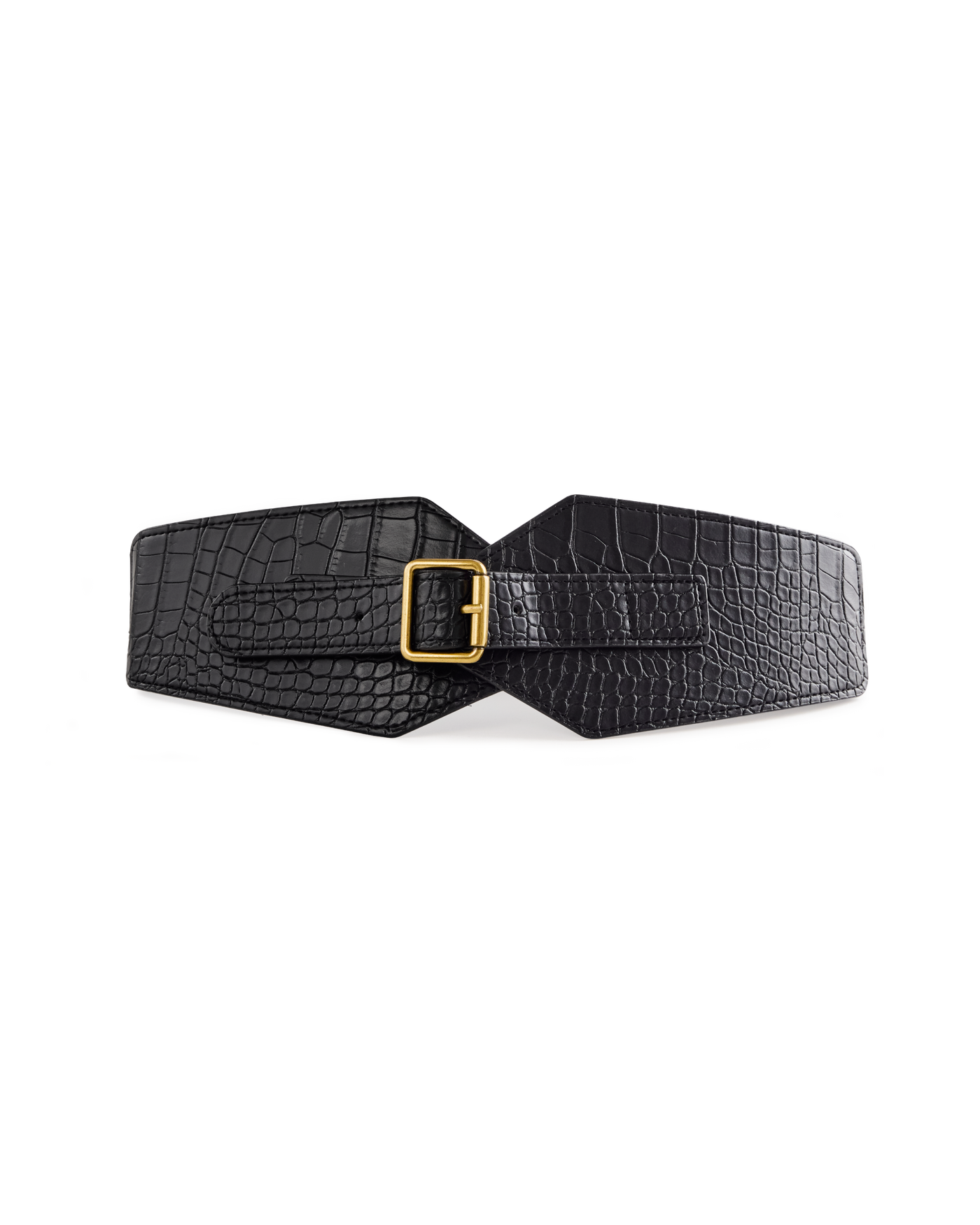 Croc Textured Corset Belt Black