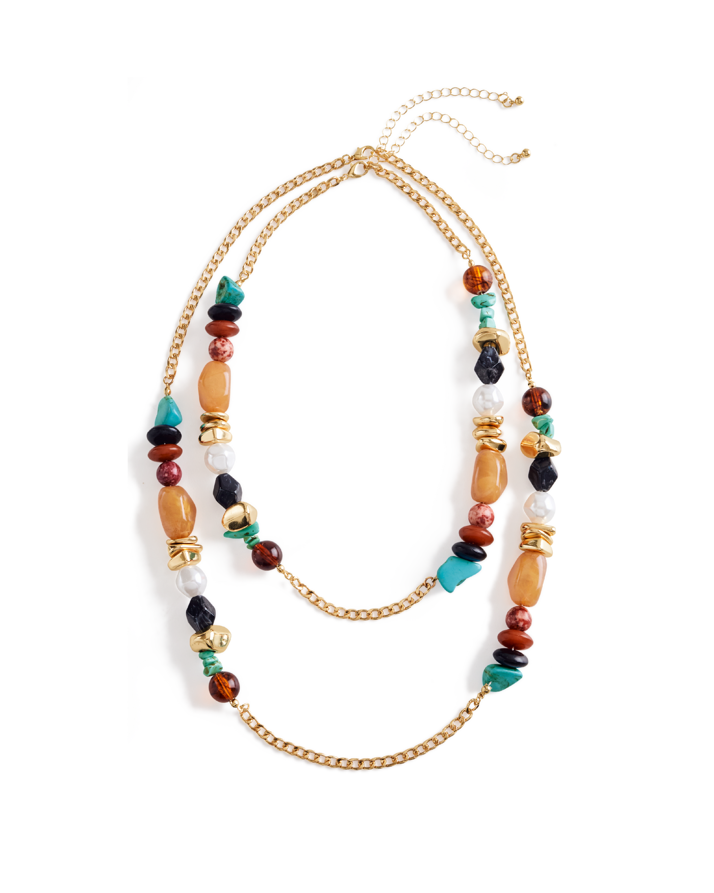 Stone Layered Necklace Multi
