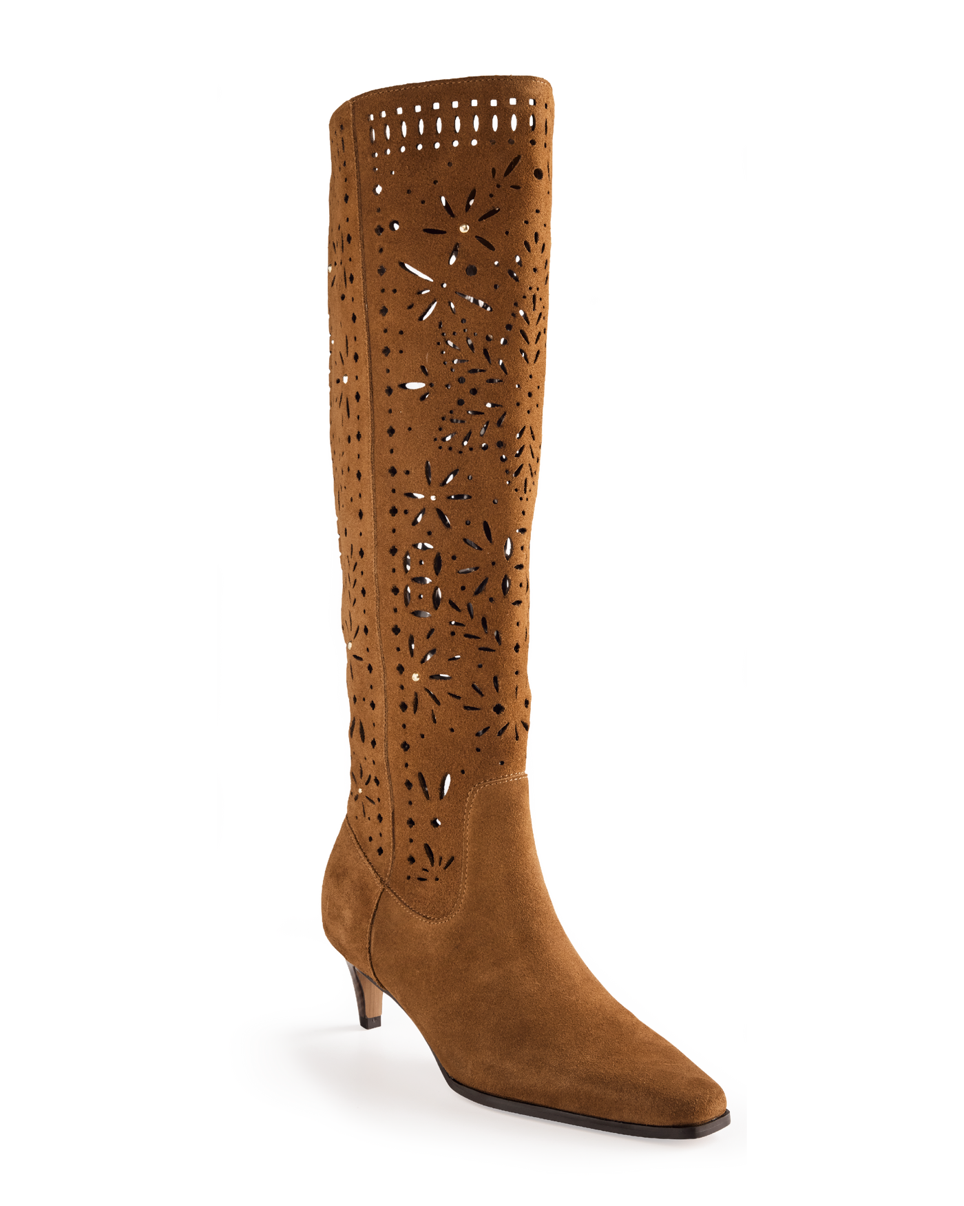 Splendid Laser Cut Out To The Knee Boot Caramel