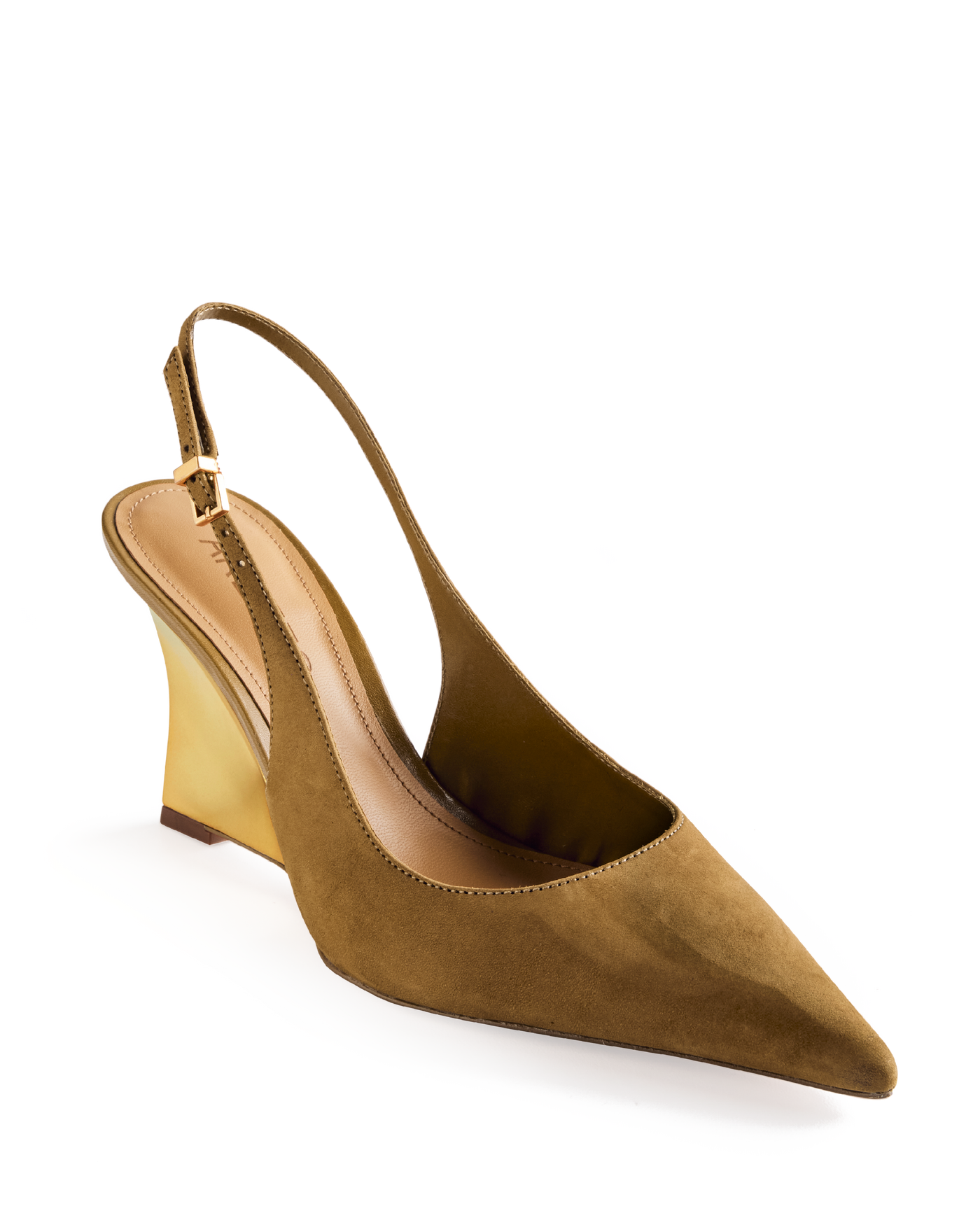Suede Gold Wedge Heel Tan/Gold