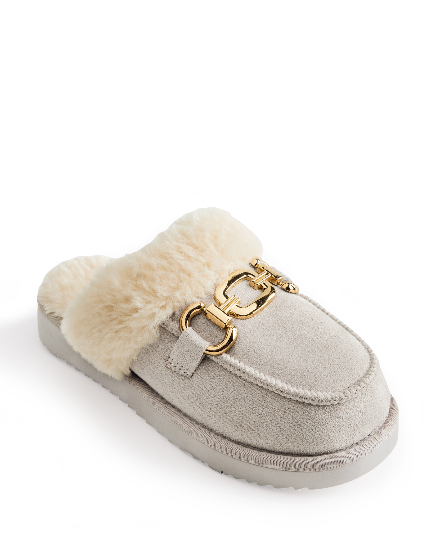Cozy Faux Fur Slide Dove Grey