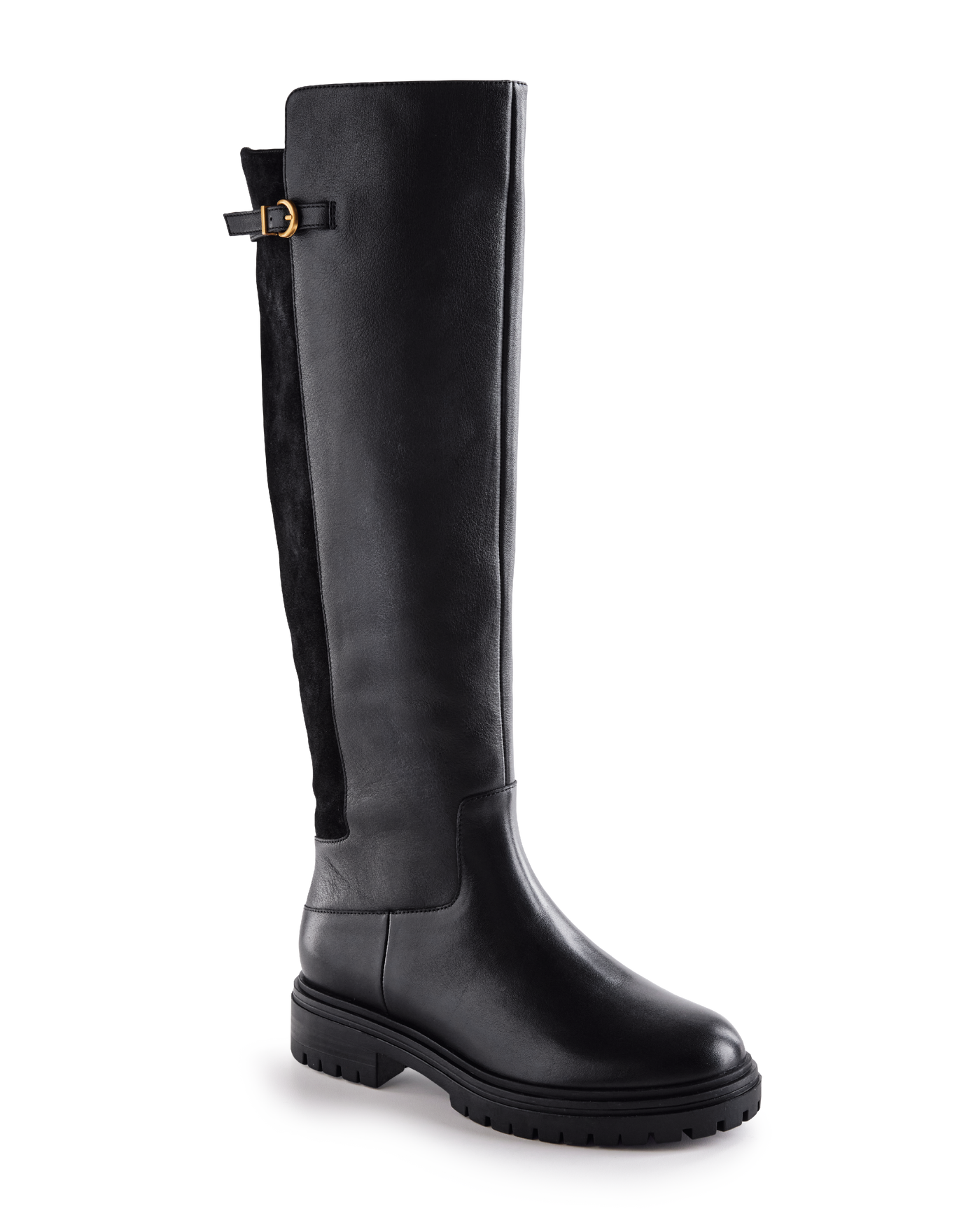 Vince Camuto Mixed Media Riding Boot Black