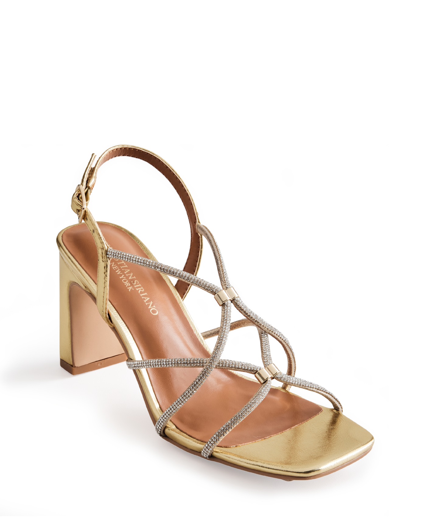 Christian Siriano Embellished Strappy Heel Gold