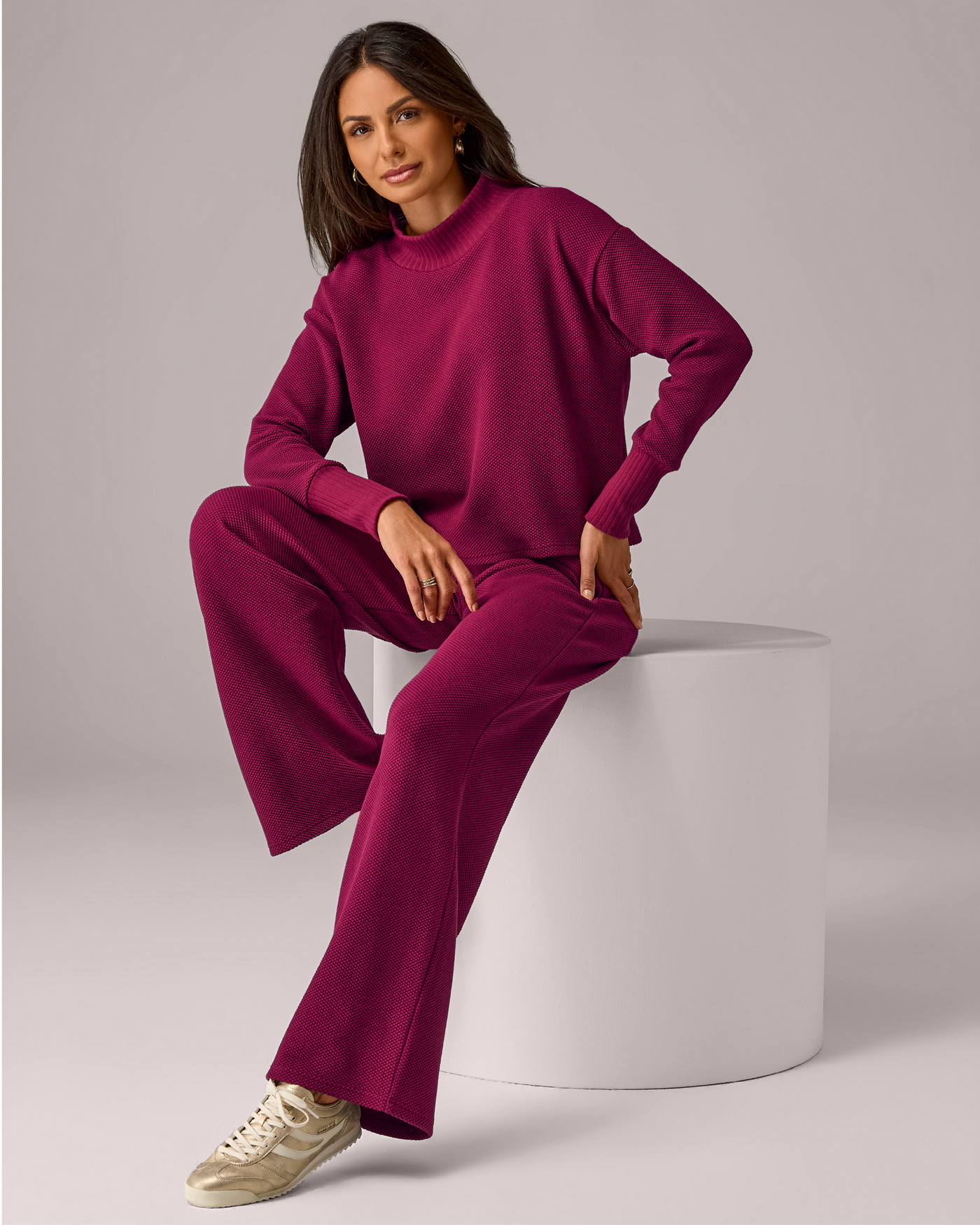 Honeycomb Meet and Greet Pull Over Pant Set Oxblood
