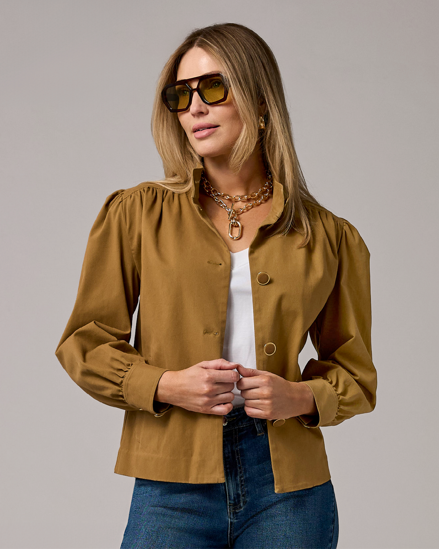 Brushed Twill Long Sleeve Shirt Jacket Hazelnut