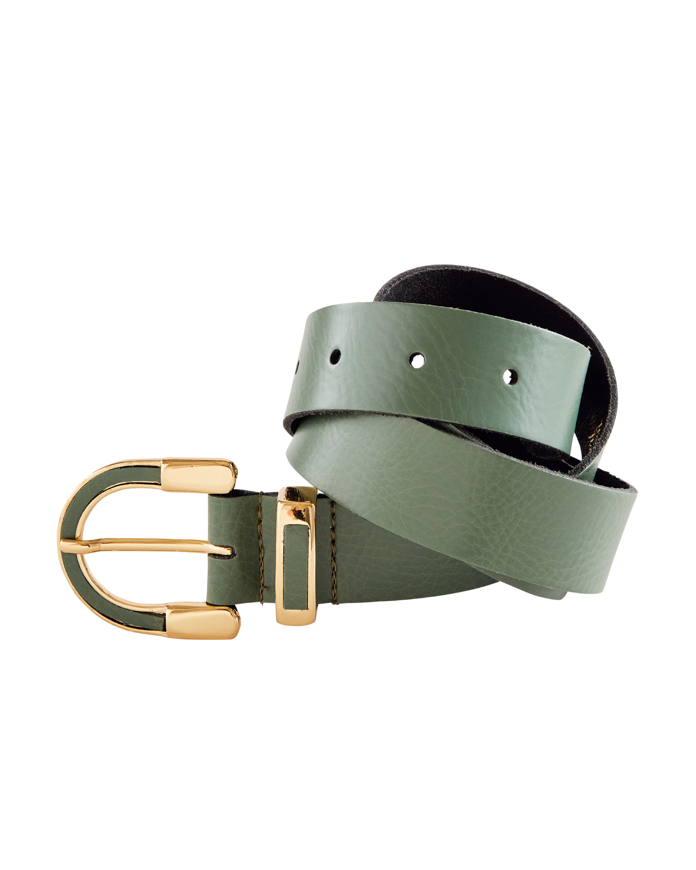 Gold Detail Buckle Belt Olive Night