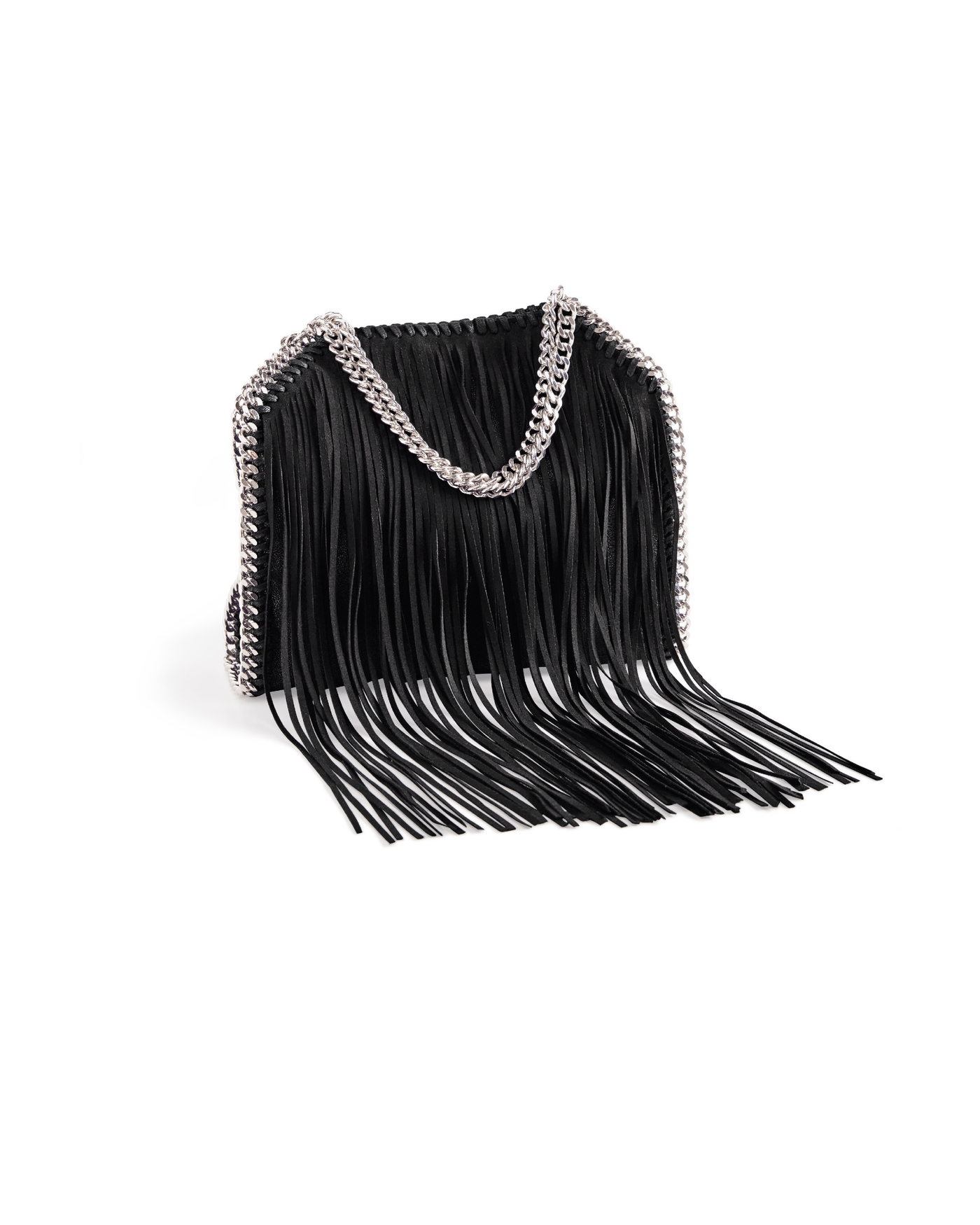 Fringe Chain Detail Handbag Black