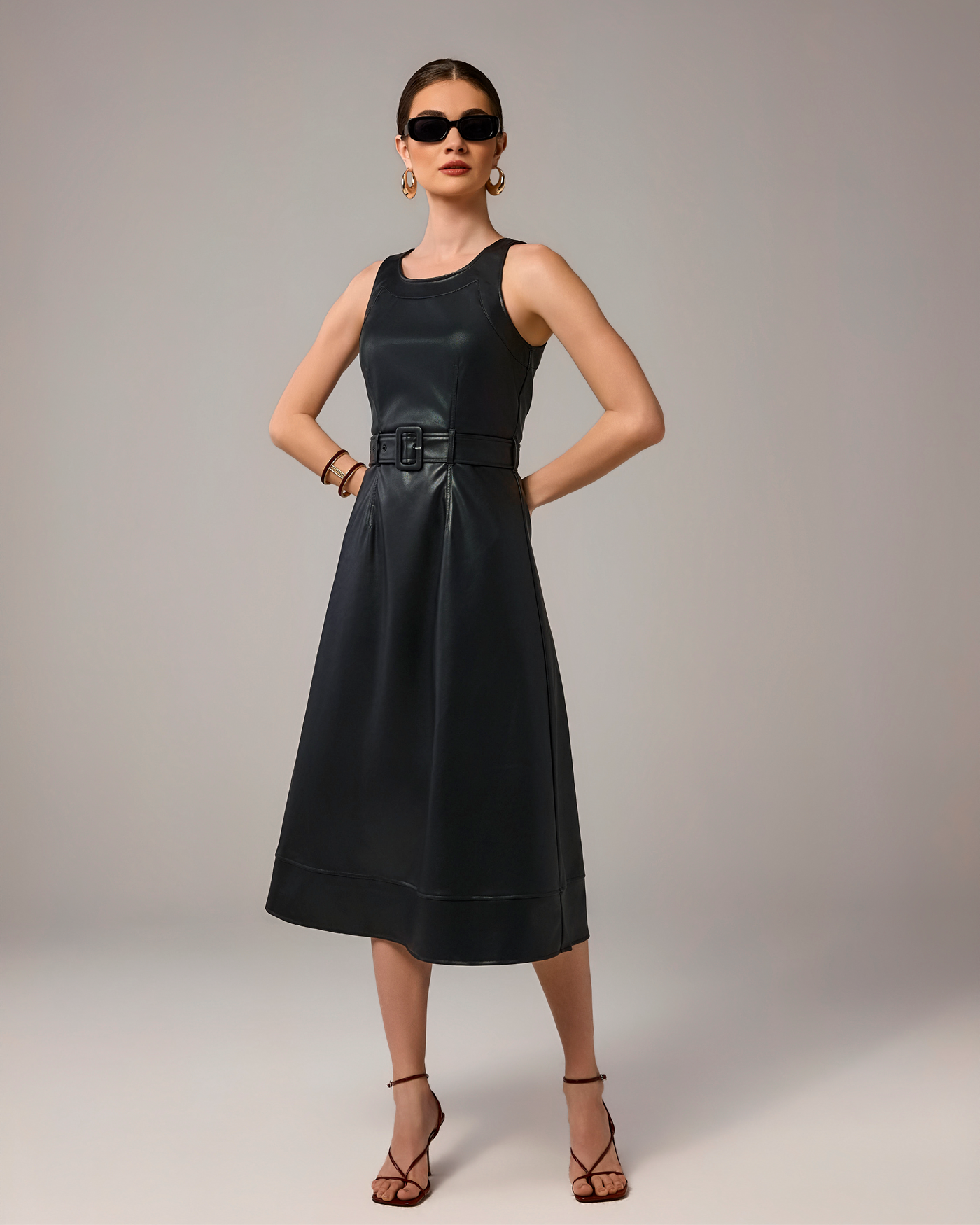 boston proper little black dress - Proper - Faux Leather Belted High Neck and any occasion when adult-long-sleeve Sculpted rosette mini dress Size:36/32