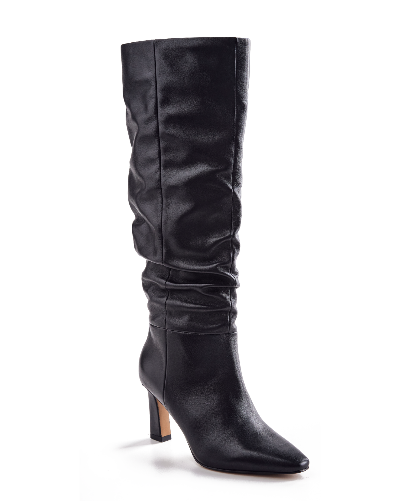 Slouch To The Knee Leather Boot Black