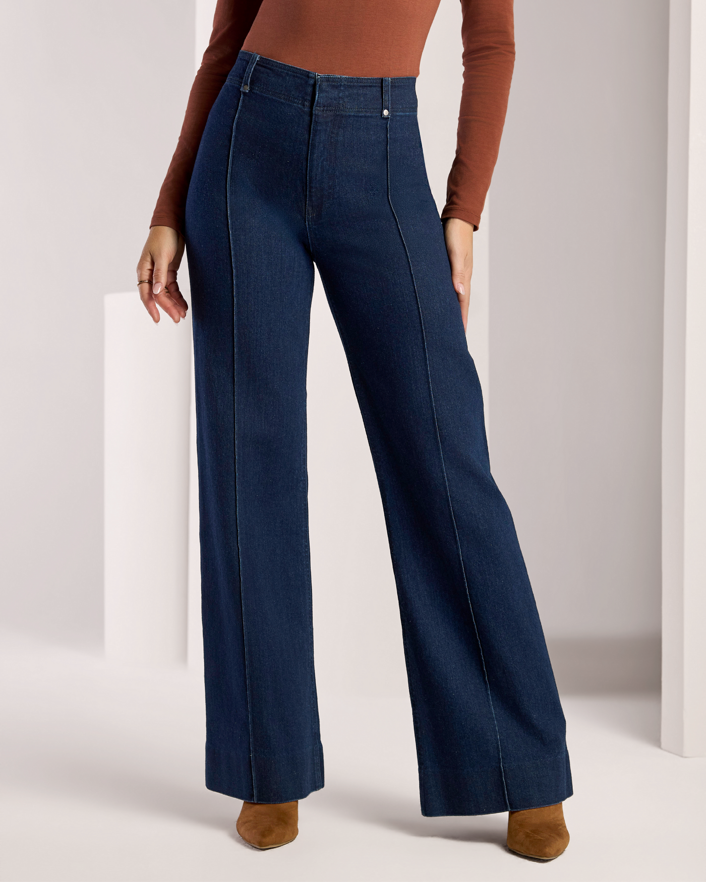 Wide Leg Pintuck Trouser Jean Rinse