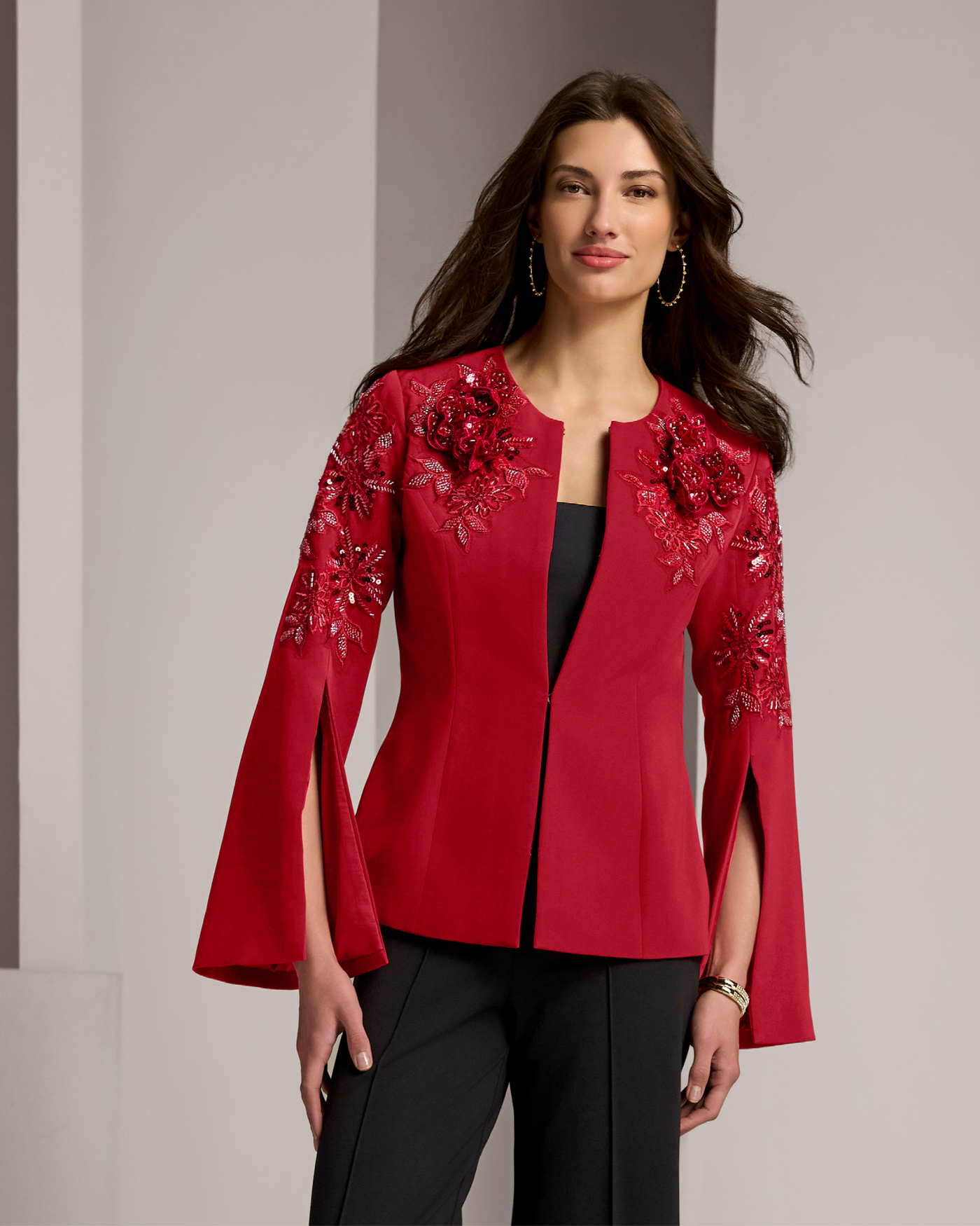3D Flower Embellished Jacket French Kiss