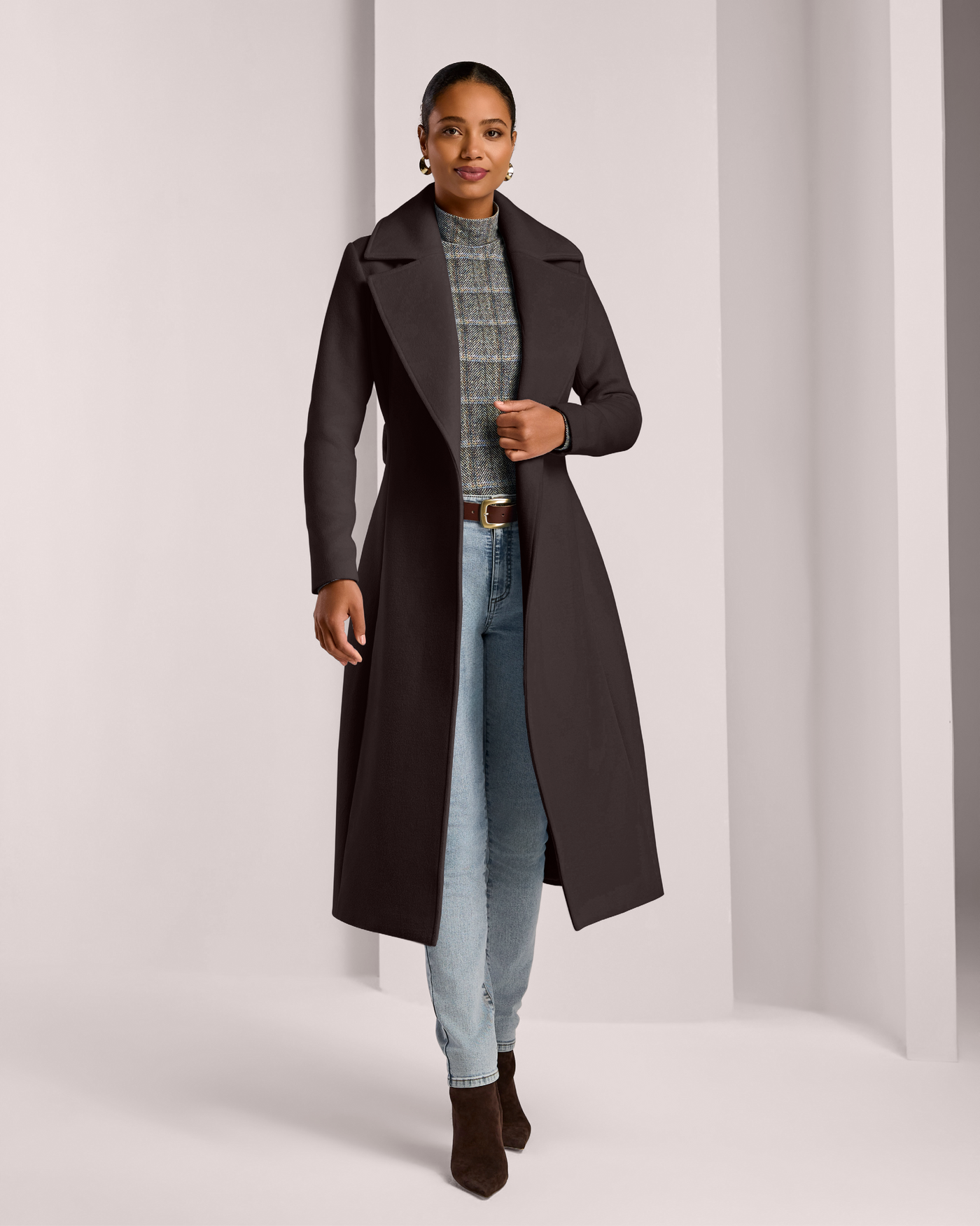 Belted Trench Luxe Wool Coat Chocolate Torte