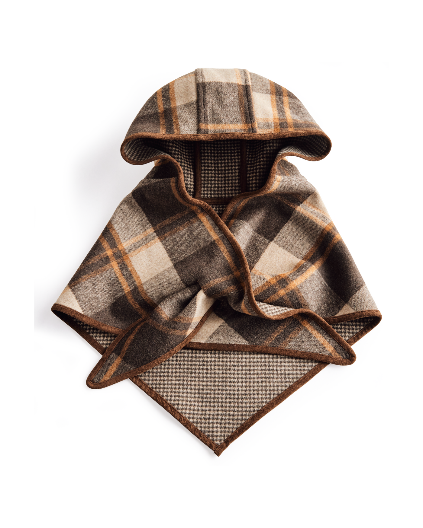 Plaid Hooded Scarf Multi