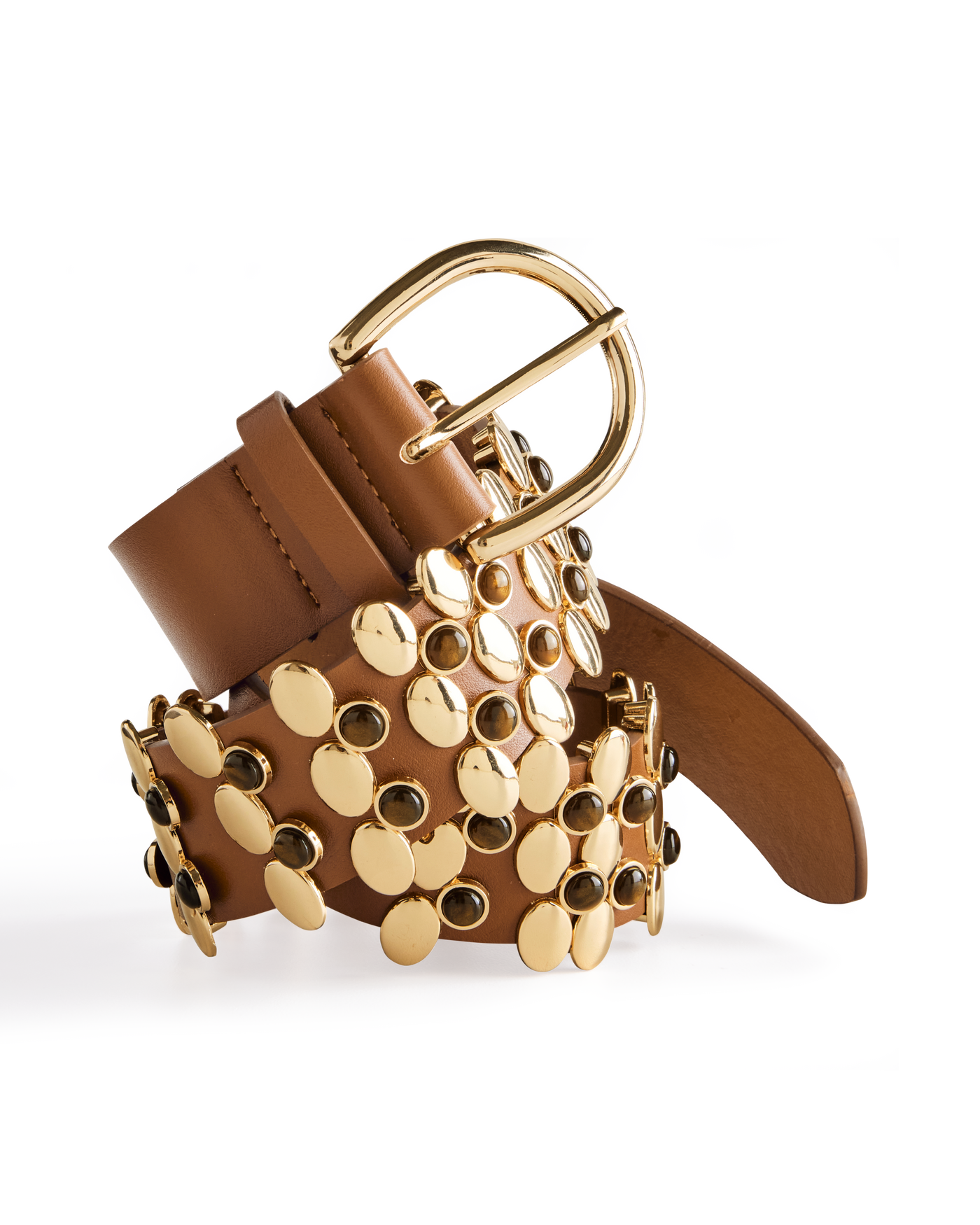 Studded Brown and Gold Belt Brown