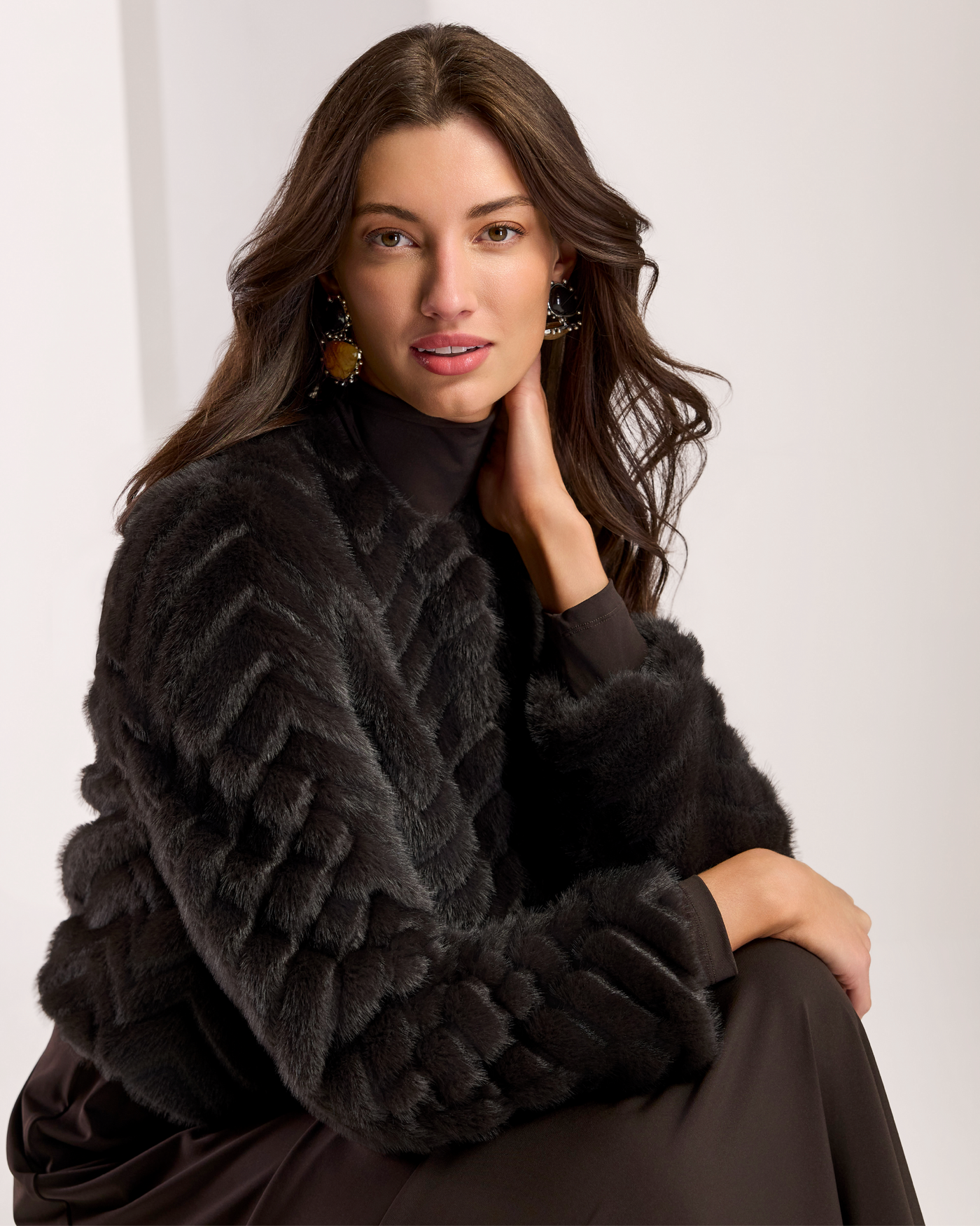 Faux Fur Chevron Grooved Chubby Chocolate Torte