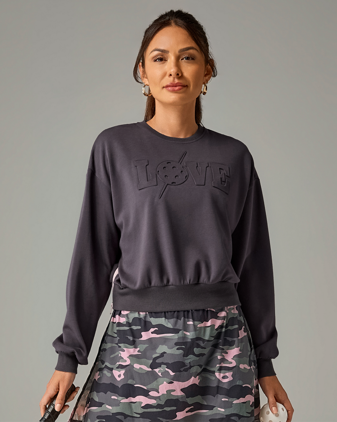 Pickletini x Boston Proper Tricia Zip Sweater Charcoal