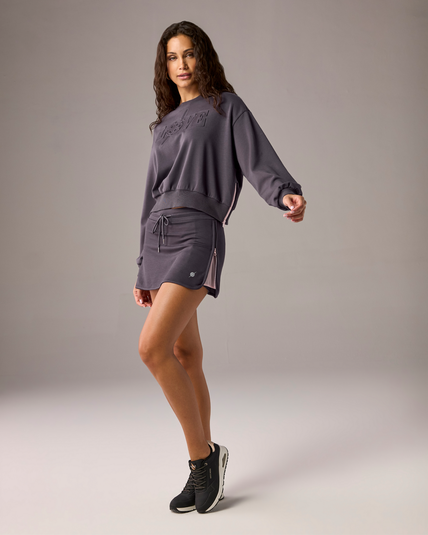 Pickletini x Boston Proper Amelia Zip Skort Charcoal/Pink