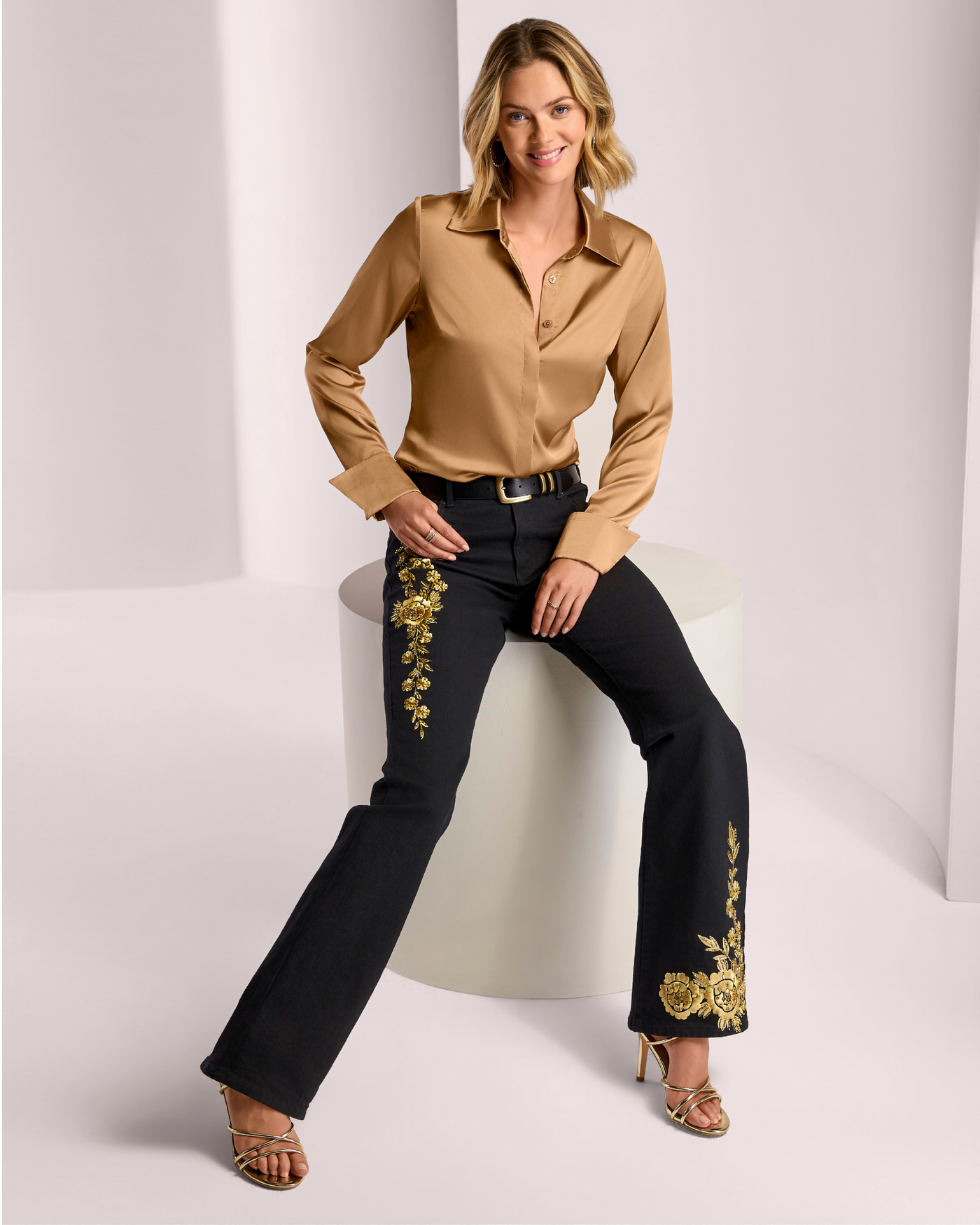 Monterey Luxe Metallic Embroidered Bootcut Jean Proper Black