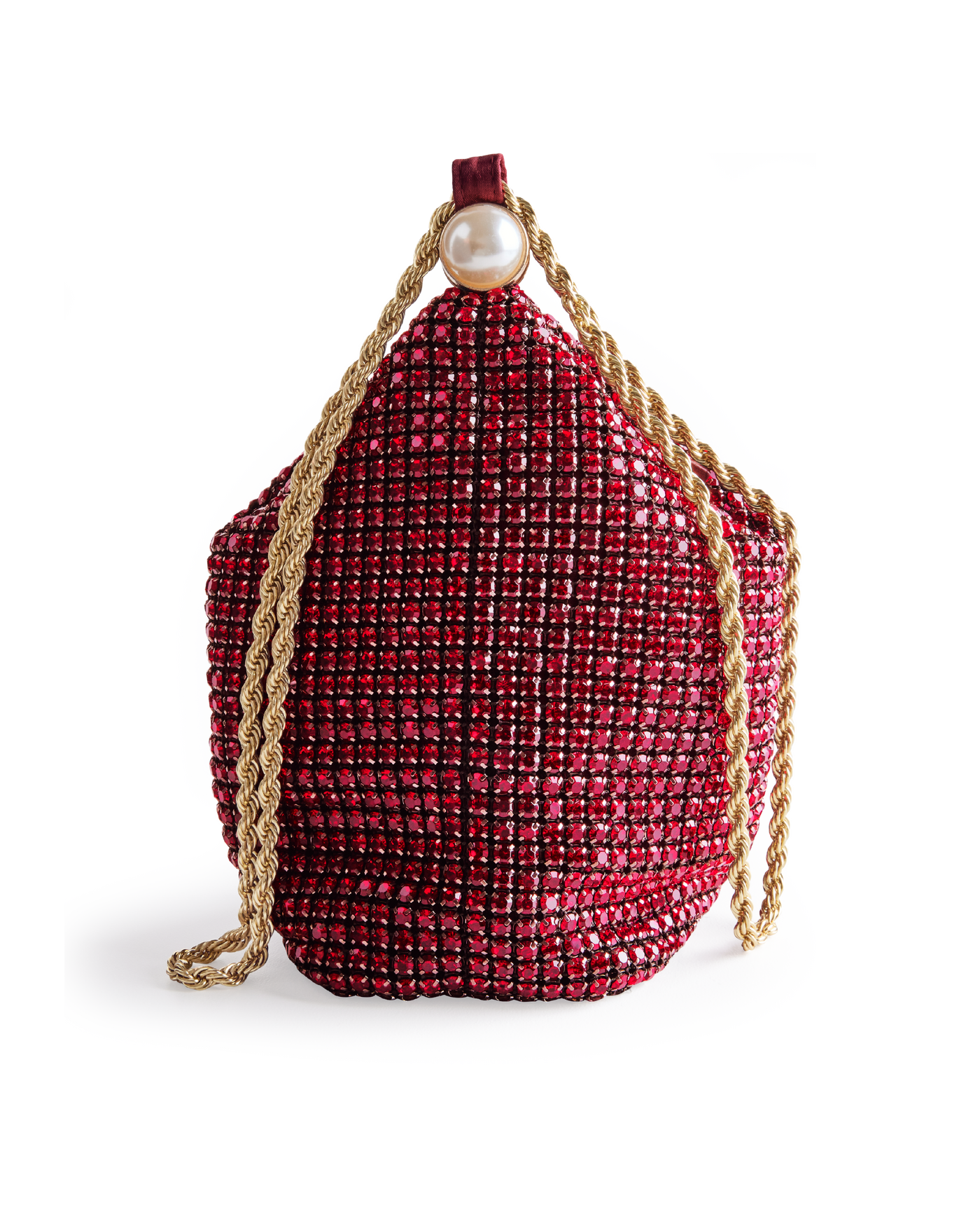Rhinestone Handbag with Pearl Detail Wine