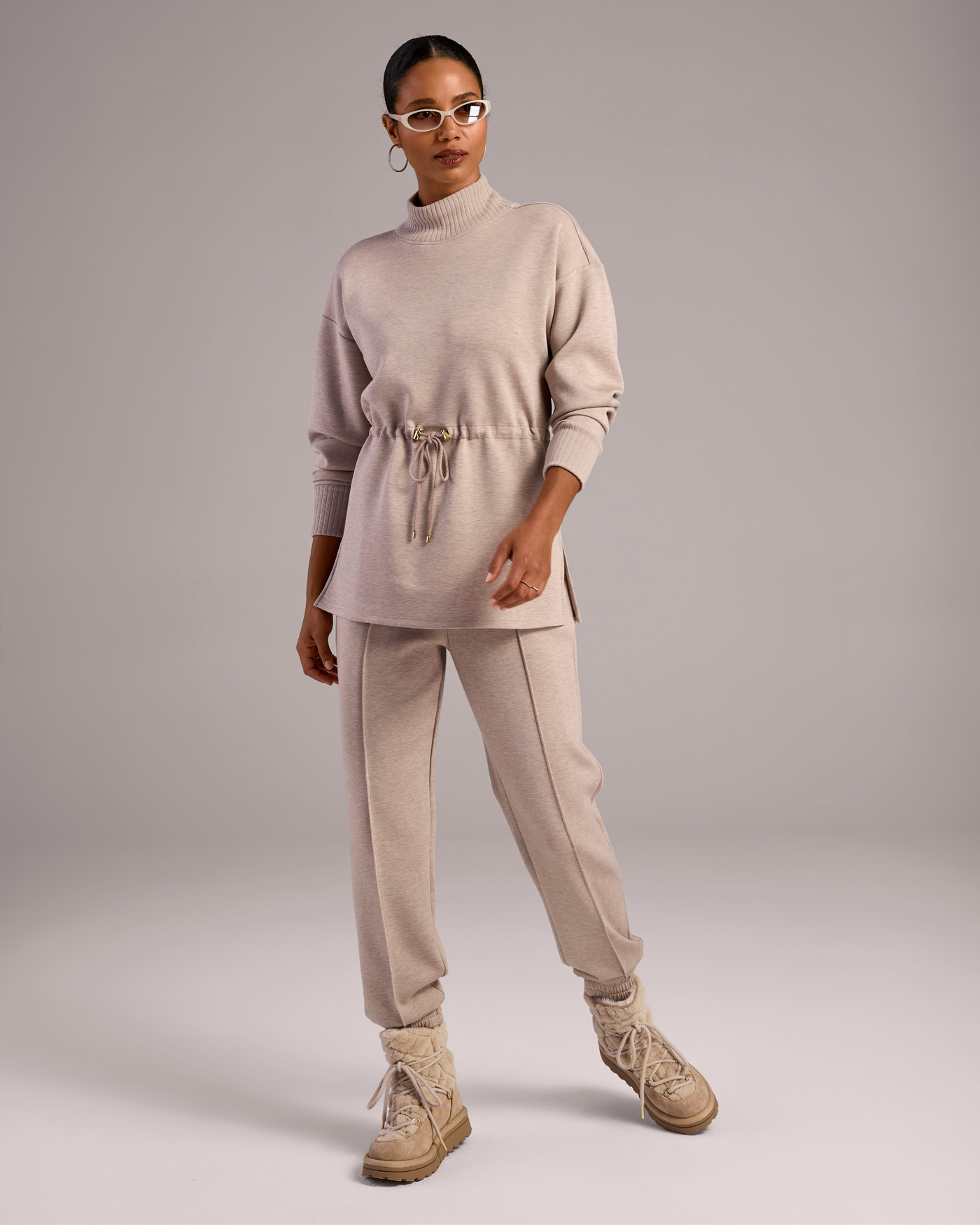 Luxe Lounge Pin Tuck Jogger Mushroom