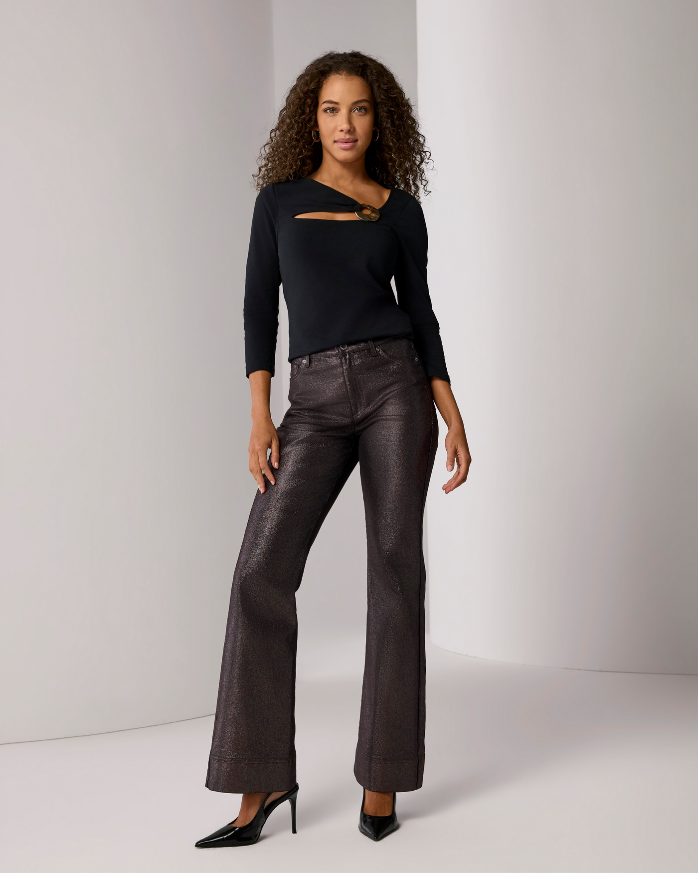Shimmer Denim Jean Black/Gunmetal