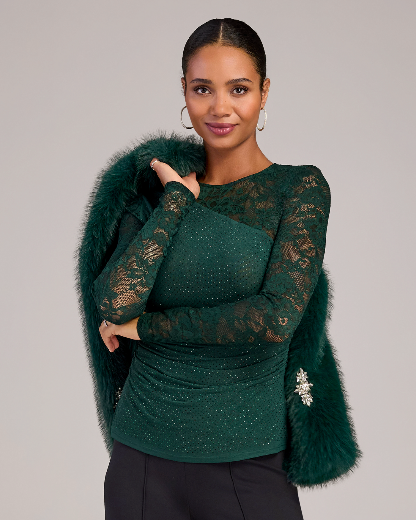 Heat Set Lace Long Sleeve Top Hunt Club