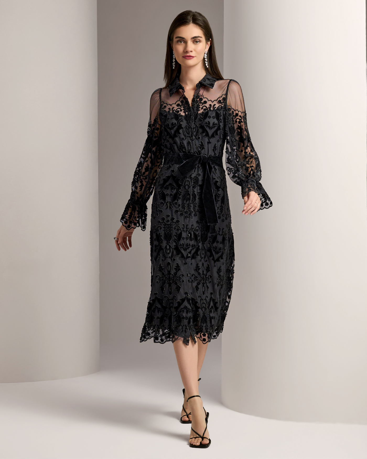 Velvet Burnout Shirt Dress Proper Black