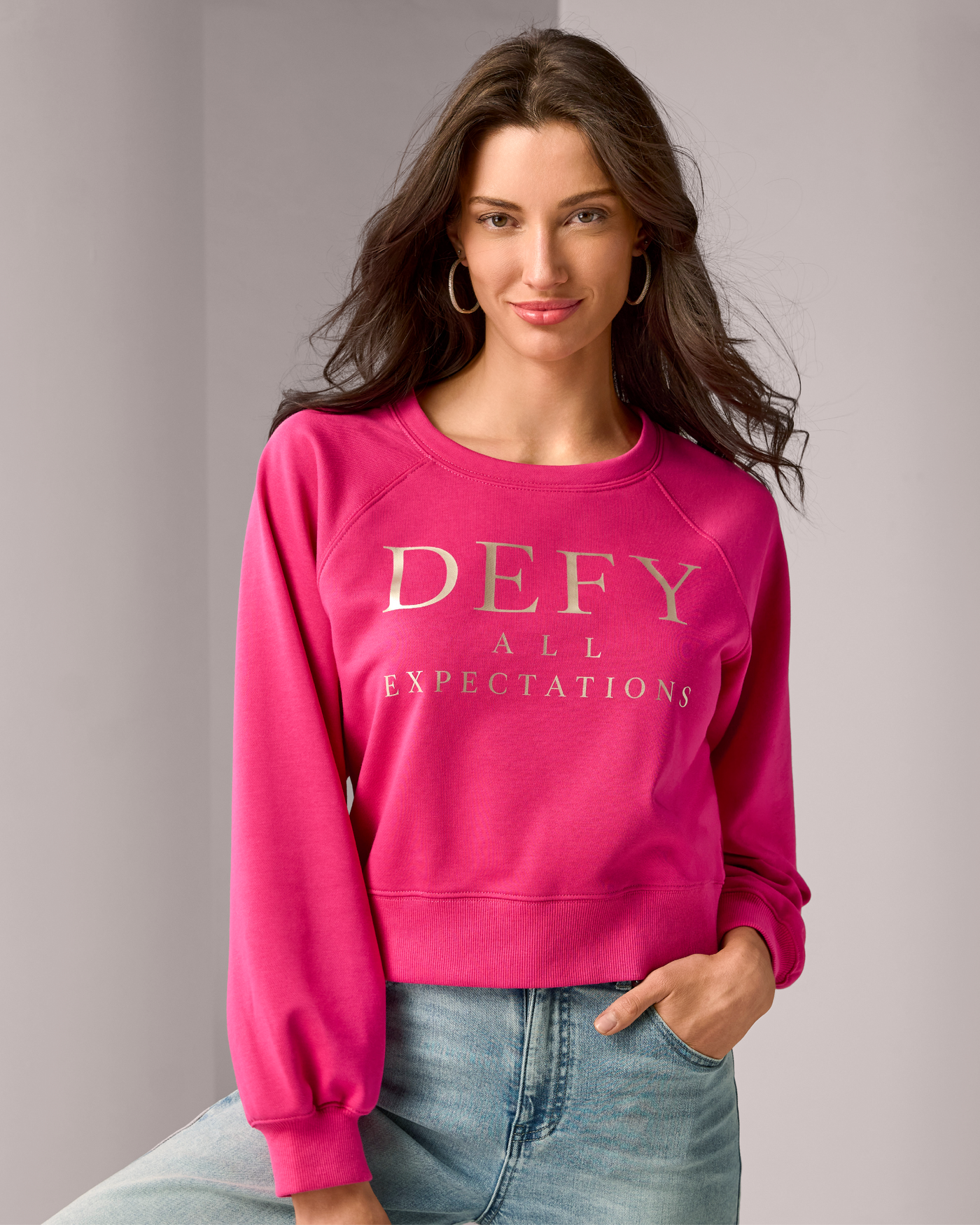 Breast Cancer Awareness Graphic Sweatshirt Azalea