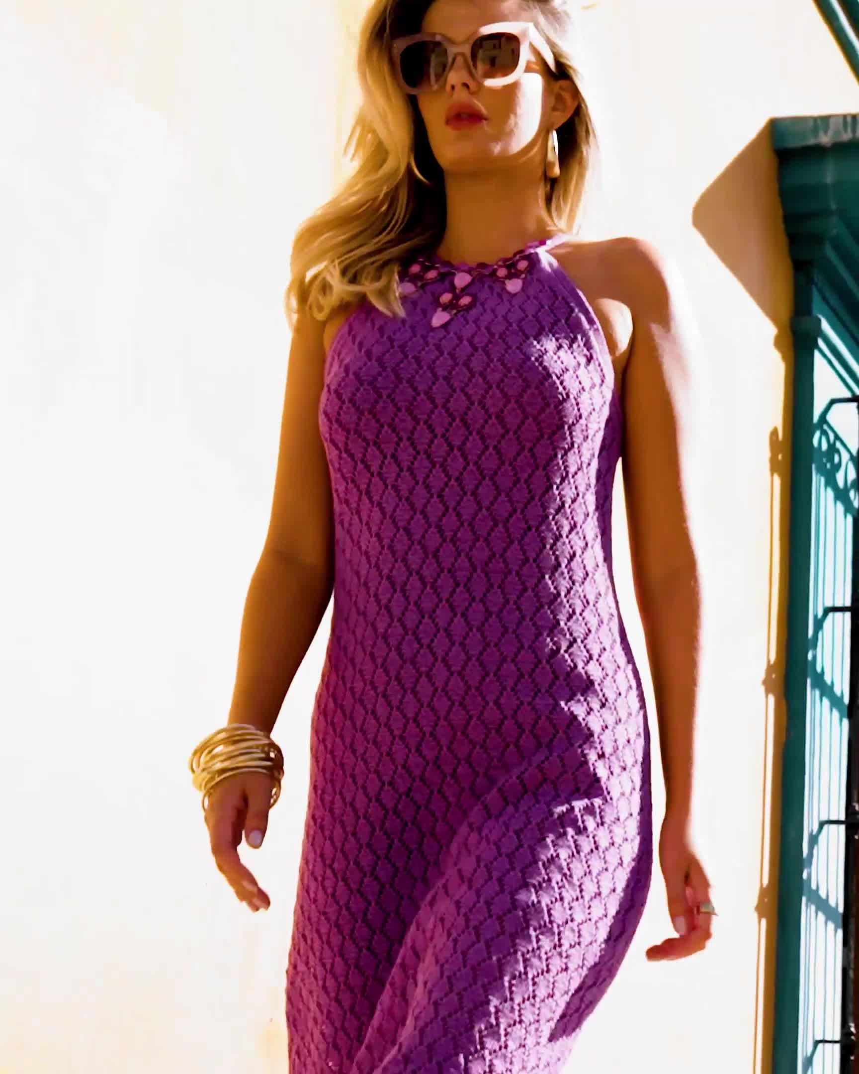 embellished corset kaftan mini dress Harriet Brown Halter Long Crochet Dress main image 0
